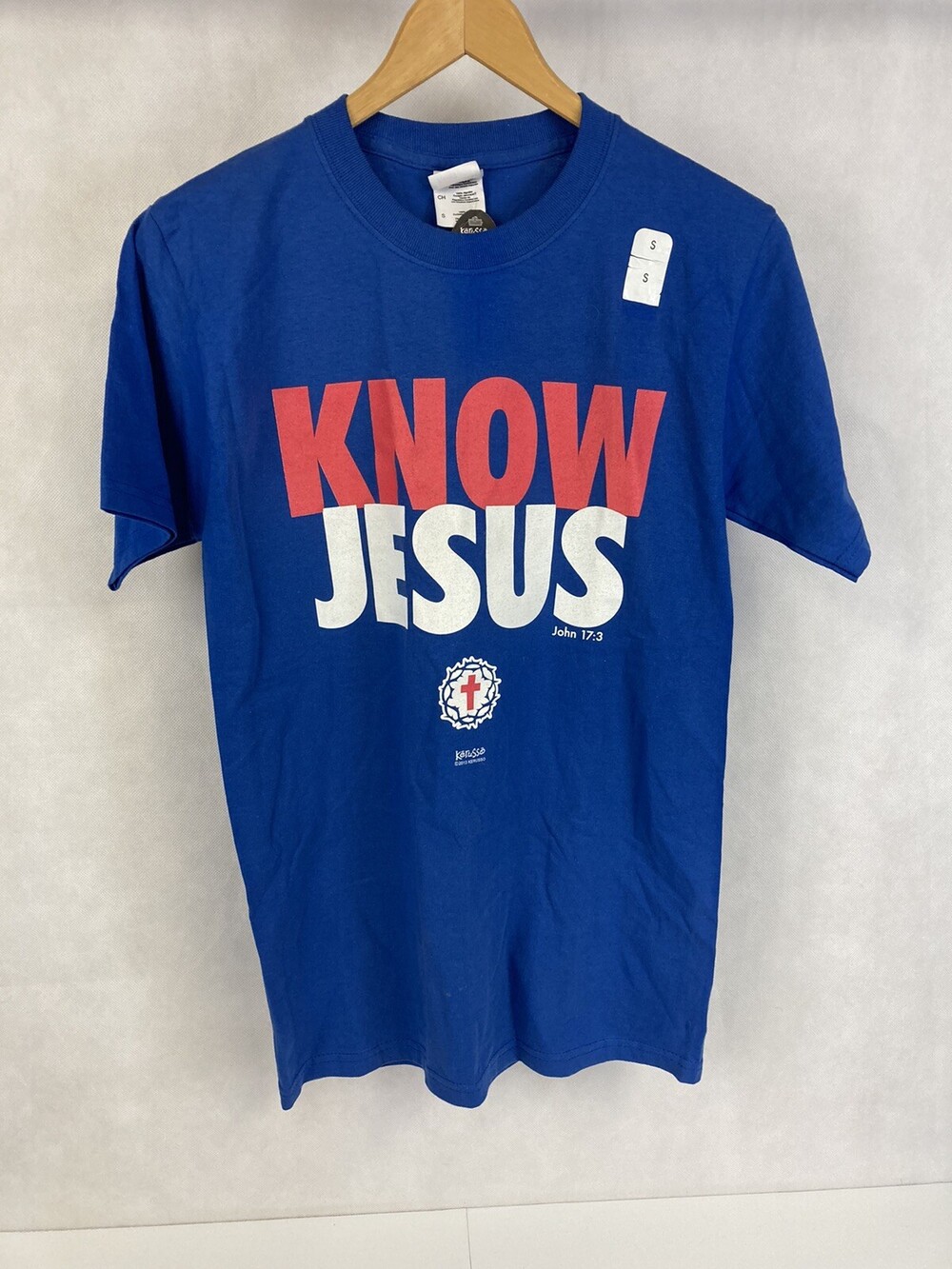 NWT Adult S Know Jesus Tee Christian Faith Blue Tshirt Kerusso John 17:3 Bible